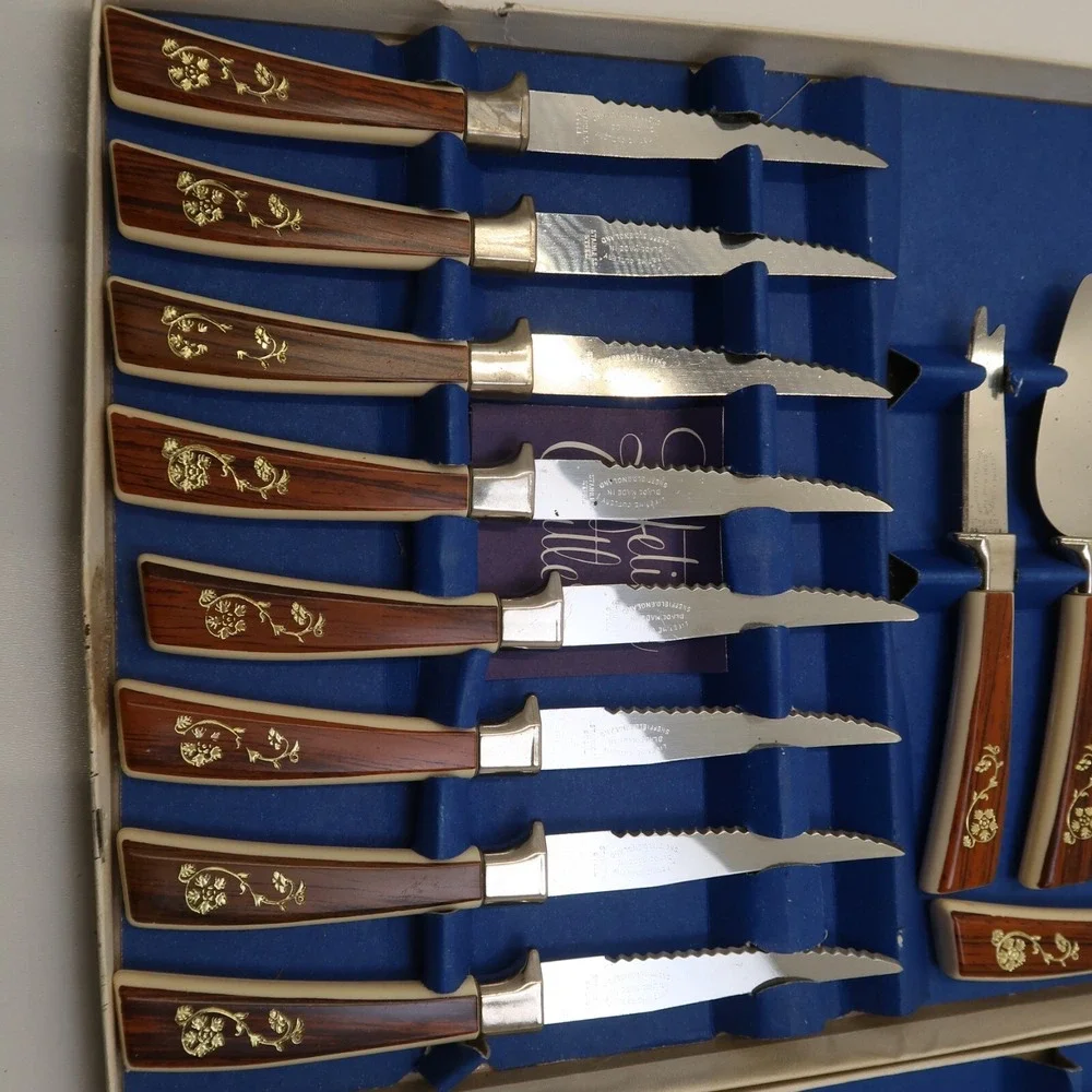 Vintage Sheffield English Blades 17 piece Golden Prestige Stainless Cutlery Set